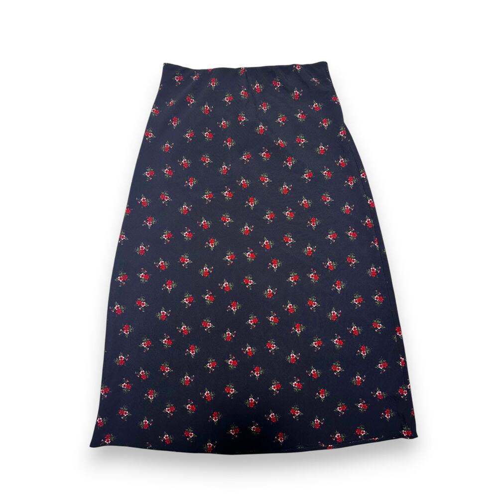 Aeropostale Black Ditsy Floral A-lined Elastic Waist Midi Skirt Size XS